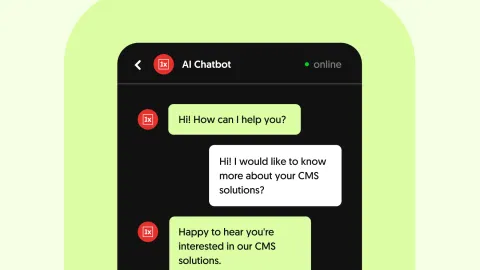 AI chatbot display with a conversation